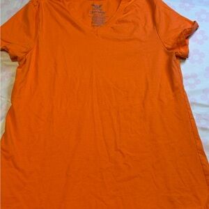 Bright Orange V-Neck Tee: Vintage Faded Glory